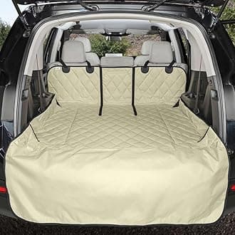 4Knines Split Cargo Liner for SUV – for Dogs & Pets, Heavy-Duty, Waterproof Trunk Mat & Cargo Cover – Fits 60/40 Split Bench & Armrest Pass-Through – Machine Washable, Non-Slip (Extra Large, Beige)