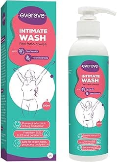 Evereve Intimate Wash for Women, 100ml, 3 in 1, No Odour, No Itching, No Irritation, with Tea Tree Oil & Neem Extract, Maintains pH balance, Dermatologically Tested, safe during Pregnancy & Periods