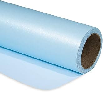 RUSPEPA Baby Blue Gift Wrapping Paper - Mini Roll - Solid Color Pearly Shiny Silk Paper Perfect for Wedding, Birthday, Baby Shower Boy, Anniversaries, Bridal Shower, Easter - 17 Inches X 16.4 Feet