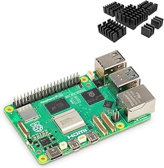 Raspberry Pi 5, Single Board Computer, 4GB RAM, 2.4GHz 64-bit Quad-core Arm Cortex-A76 Processor, Bluetooth 5.0, BLE Wireless with Vilros 6 Piece Heatsink Set