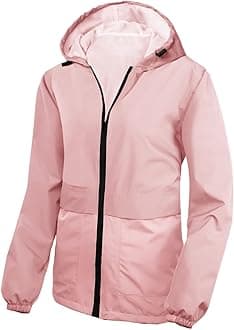 SaphiRoseLightweight Rain Jacket Women Waterproof Breathable Raincoat Packable Hooded Windbreaker