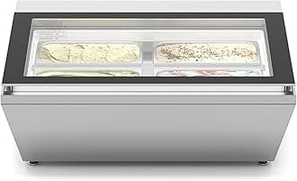 KoolMore 31 in. Countertop Ice Cream Display case with 4 Pans and Glass Sneeze Guard in Stainless-Steel (KM-CGD-8HP)