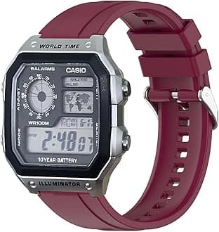 Watchbands for Casio AE 1200 / W 218h / AE 1300 / F 91W/ W 218h / AQ S810W Strap, Silicone Watch Band Wrist Strap Bracelet Wristband for Casio W 219 / F 108WH/ AE 1000W / SGW 500H