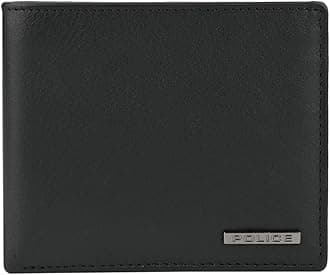Police Men's Genuine Leather Wallet, Slim Bi-Fold with Coin Pocket, Credit Card Slots and Note Compartment, Gift Box, Black