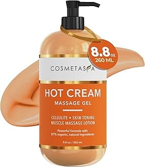 Cosmetasa Hot Belly Cream- 87% Organic Cellulite Cream - Natural Sweat Massage Gel for Stomach, Abdomen, Sore Joints, Muscles, Workout (8.8 oz)