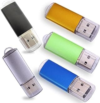 USB Flash Drives 2.0 Metal Key Pack of 5 Colors (512MB,Not GB,Smaller Than 1GB,Blank)