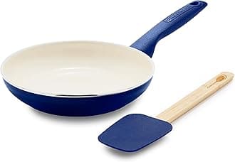 GreenPan Rio 8" Frying Pan Skillet and Spatula Set, Soft Grip Handle, PFAS-Free, Dishwasher Safe, Oven Safe, Oxford Blue