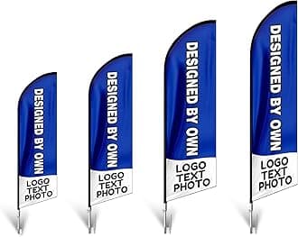 – Custom Feather Flag, 7FT Customized Logo Text Advertising Flag for Pizza, Barber Shop, Open House, Open Businesses and Storefronts