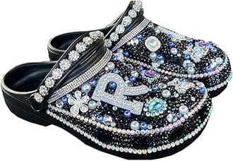 Hanfike Womens Casual Fashion Slide Mules with Rhinestone Closed Toe Comfort Flats