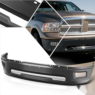 Front Bumper Compatible with 2009-2012 Dodge Ram 1500, Black Truck Automotive Steel Replacement Bumpers Face Bar (with Fog Light Holes) (Style A)