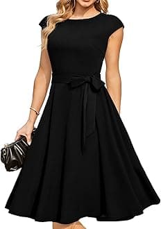 Women's Cocktail Dresses, Formal Wedding Guest Modest Church Vintage Tea Party Midi Evening Dress