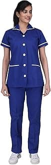 UNIFORM CRAFT Female Nurse Uniform | Hospital Staff, clinics, Home Health, Nanny Uniforms for Women made of Polyester-Cotton (XL, Bright Blue)