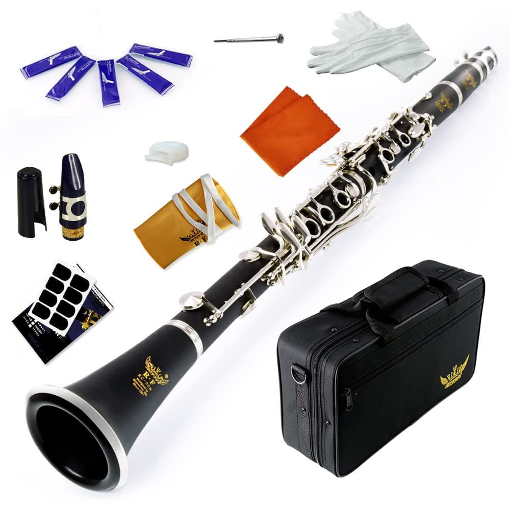 clarinet beginner student level 26N B flat ABS nickel plated 17 keys Bb tone with 2 berrels,case,5 reeds,mouthpiece and more