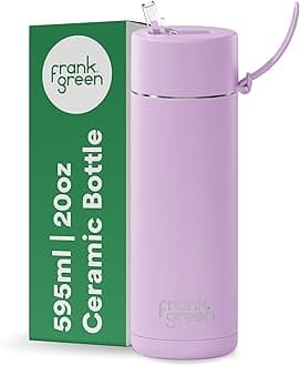 frank green Insulated Water Bottle for Cold Or Hot Drinks - 595ml/20oz Metal Bottle with Straw Lid, Ceramic Insulated, Stainless Steel, Triple Wall Vacuum - Purple Lilac Haze by frank green