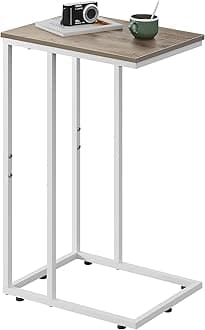 WLIVE Side Table, C Shaped End Table for Couch, Sofa and Bed, Large Desktop C Table for Living Room, Bedroom, Bedside, Creamy Greige