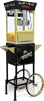 Popcorn Machine with Cart, Wheels & 12 Oz Kettle, Popcorn Maker Machine Vintage Style Movie Theater Popcorn Machine for Parties, Events, Commercial, and Home Theater
