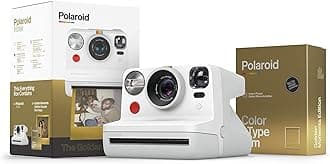 Polaroid Now I-Type Instant Camera -White Camera + Gold Film Bundle (6185), White/Gold