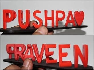 Personalized 3D Flip Name (Up to 7 Letter Names) for Husband Wife Boyfriend Girlfriend, Anniversary, Birthday (Red)