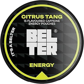 BELTER Caffeine Pouches - Citrus Tang*15 Pouches - Quicker & More Convenient Energy Release Than Energy Drinks, Tablets & Gels. 80mg Caffeine Per Pouch. Great for Sports, Gym, Gaming & Work
