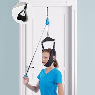 Cervical Neck Traction Device, Portable Neck Strethcer Hammock for Neck Pain Relief Over Door at Home, Neck Sling Relieve Neck Tension & Compression. (Black)