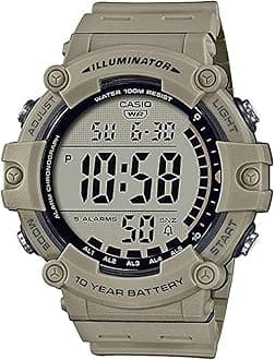 Illuminator AE1500WH Series | 10-Year Battery | LED Backlight | 5-Alarms | 1/100 Sec Stopwatch | Men's Digital Watch