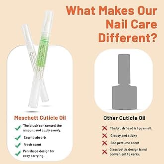 Meschett 2PCS Cuticle Oil Pens for Nail Care,Cuticle Revitalizer Oil Pen with Soft Brush,Cuticle Oil to Prevent Nail Cracking and Dry (Lily & Apple Flavor)