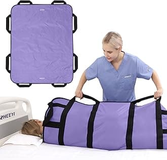 Multipurpose 48" x 40" Positioning Bed Pad with Reinforced Handles - Reusable & Washable Patient Sheet for Turning, Lifting & Repositioning - Double-Sided Nylon Fabric, Purple