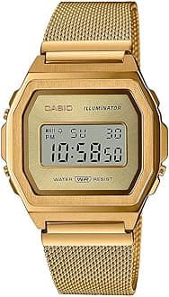 Casio Collection Vintage Damen Digital Uhr mit Mesh Edelstahl Armband