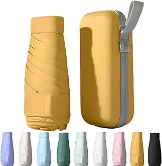 UPF50+ Mini Travel Sun Umbrella for Purse With Case,Small Compact UV Umbrella Protection Sun,Lightweight Portable Parasol Windproof for Women Men Kids