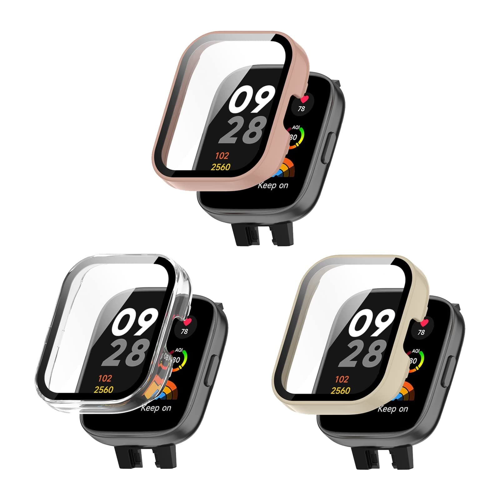 PC+Tempered Glass Screen Protector Case Compatible for Xiaomi Redmi Watch 3/Mi Watch Lite 3 Screen Protector for Xiaomi Redmi Watch 3/Mi Watch Lite 3 Full Coverage Bumper (3Pack B)