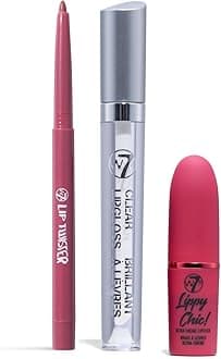 W7 Lippy Essentials - 3 Piece Set - Lipstick, Lip Liner & Gloss - Pink