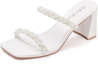 Women's Square Open Toe Heeled Sandals Two Strap Mules Slip On Block Chunky Mid Heels Sandals