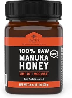 Nate's Raw Manuka Honey New Zealand MGO 263+ | UMF Certified 10+ | 17.6 oz Jar