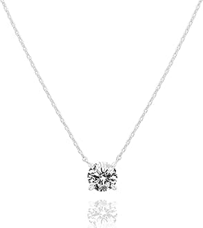 PAVOI 14K Gold Plated Swarovski Crystal Solitaire 1.5 Carat (7.3mm) CZ Dainty Choker Necklace | Gold Necklaces for Women