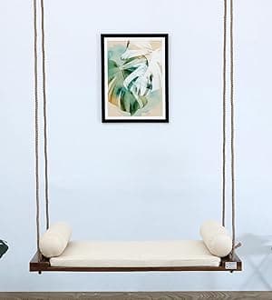 Solid Wood 2 Seater Rope Swing Chair | Wooden Hammock Swing Sofa with Rope & Complete Accessories for Living Room, Indoor, Outdoor, Balcony & Garden | House Big Swings Jhula | Walnut Finish