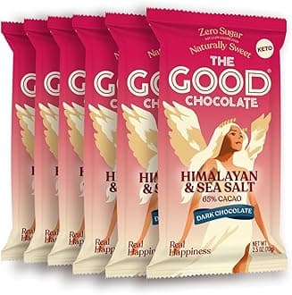 Himalayan Salt Dark Chocolate Bars with Zero Sugar & Lower Net Carbs – Keto Chocolate Bar with Lower Calories, All Natural and Non-GMO Keto Snacks, 2.5 oz (6 Bars Value Pack)