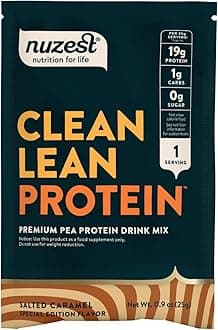 Pea Protein Powder - Clean Lean Protein, Premium Vegan Plant Based Protein Powder, Dairy Free, Gluten Free, GMO Free, Naturally Sweetened Protein Shake, Salted Caramel, 1 Serving, 0.9 oz