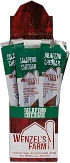 Wenzel's Farm Jalapeno Cheddar Sticks │Snack Sticks │ Flavorful, Naturally Smoked │ High Protein, Low Carb │ No MSG, Fillers, Binders, Artificial Colors │ Gluten Free | 32 sticks (16 packs of 2)
