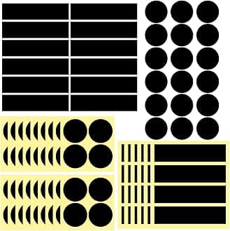 Dizzily 60 Pcs Adhesive Striker Paper, 1" Circle and 2" x .5" Rectangle Black Match Strip Stickers for Candles, Boot Match Holder, Jars, Fireplace