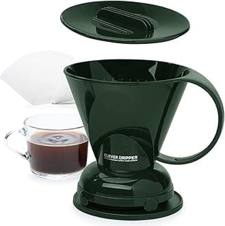 Clever Coffee Dripper and Filters, Large 18 oz| Barista's Choice| Safe BPA Free Plastic|Includes 100 Filters (Dark Green)
