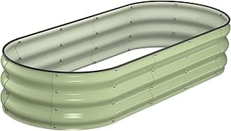 Raised Garden Bed Kit, 5x2x1 ft Galvanized Planter Box Outdoor with Safety Edging, Large Metal Raised Beds for Gardening Vegetables Flower Fruits (Avocado Green)