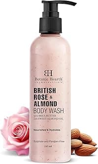 British Rose & Almond Body Wash with Shea Butter | Moisturizing Body Wash Shower Gel for Softer, Smoother Skin | Sulfate & Paraben Free | for Women & Men | 245ml