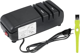 Eacam Professional Electric Knife Sharpener Multifunctional Automatic Cut Sharpeners with 15-Degree Bevel Crude and Fine Grooves for Straight Serrated Knives Scissors Kitchen Cutter Grinder