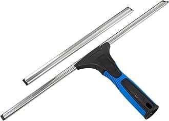 Professional Connect and Clean 18” EZ Change Window and Glass Cleaning Squeegee, Large and Small Windows, Rubber Blade Tool for Streak-Free Results, Includes 12” Channel