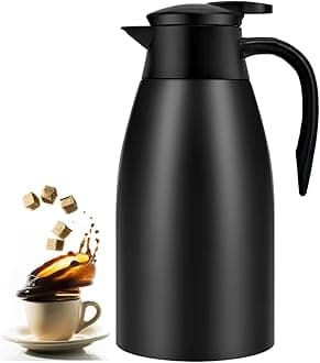 70oz Coffee Carafe Airpot Insulated Coffee Thermos Urn Stainless Steel Vacuum Thermal Pot Flask Dispenser for Coffee, Hot Water, Tea, Hot Beverage - Keep 12 Hours Hot, 24 Hours Cold-Black