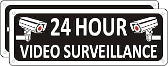(2 Pack) Heavy-duty Video Surveillance Signs Outdoor, 10" x 3.5" Metal Security Camera Sign for Home, Aluminum Camera in Use Warning, Rust Free, Fade Resistant (Black)
