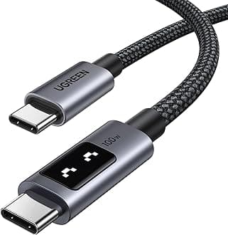 UGREEN Uno USB C to USB C Cable 100W Fast Charging Cable Type C Charging Cord with LED Display for iPhone 17/17 Air/17 Pro/17 Pro Max/16, MacBook Pro/Air, iPad Pro/Air, Galaxy S25 Ultra 1.6FT Black