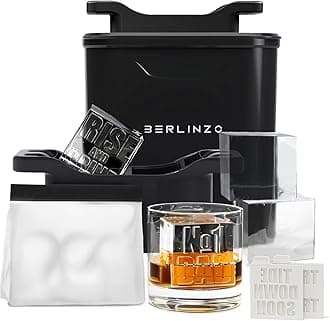 BERLINZO Premium Clear Ice Cube Maker - Whiskey Ice Ball Maker Mold Large 2 Inch - Crystal Clear Ice Maker Sphere - Clear Ice Ball Maker with Storage Bag - Clear Ice Mold for Ball Ice Maker