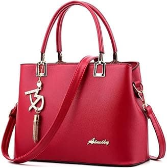 HALAMODO Hand Bag Luxury Handbags Womens bags Designer Shoulder bag Female Messenger Bags Simple Tote Crossbody Bags for girls White (Red)