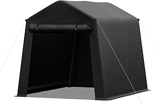 Real Relax Portable Storage Shed 6x8ft, Heavy Duty Outdoor Carport Canopy with Rolled up Zipper Door for Bikes, Motorcycles, Outdoor Tools